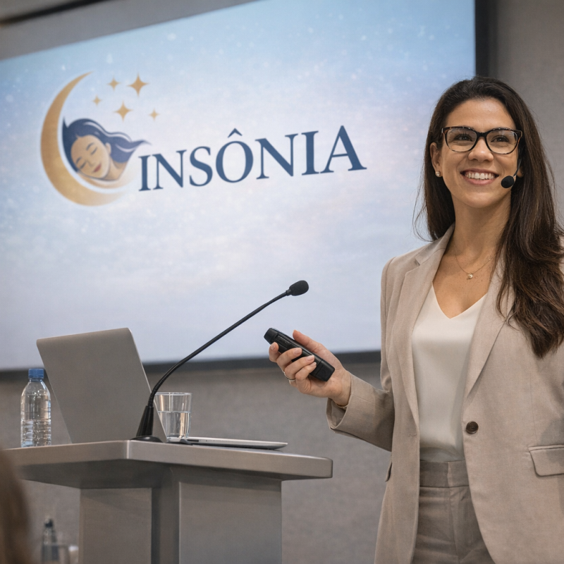 Apresentação sobre insônia em conferência
